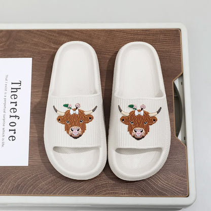 Highland Cow Cloud Cushion Platform Slippers - White - EU44-45(US10-11) - image 12