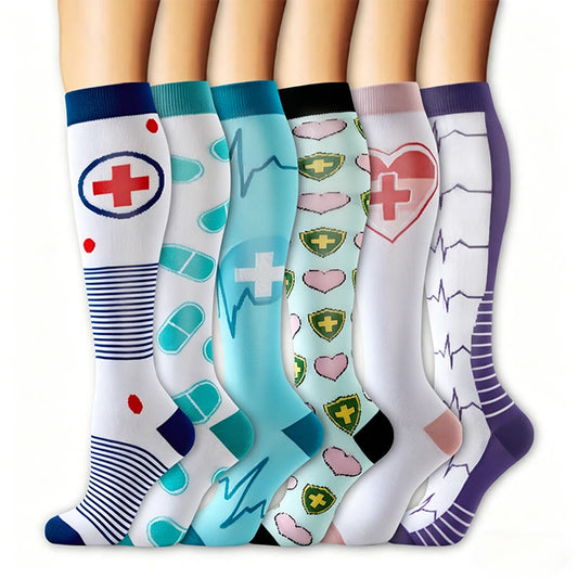 Heartbeat ECG Compression Socks(6 Pairs) - Multicolor - S/M - image 0