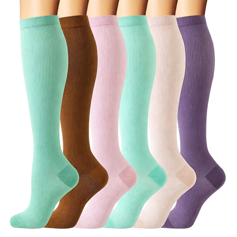 Pastel Colorblock Compression Socks(6 Pairs) - image 0