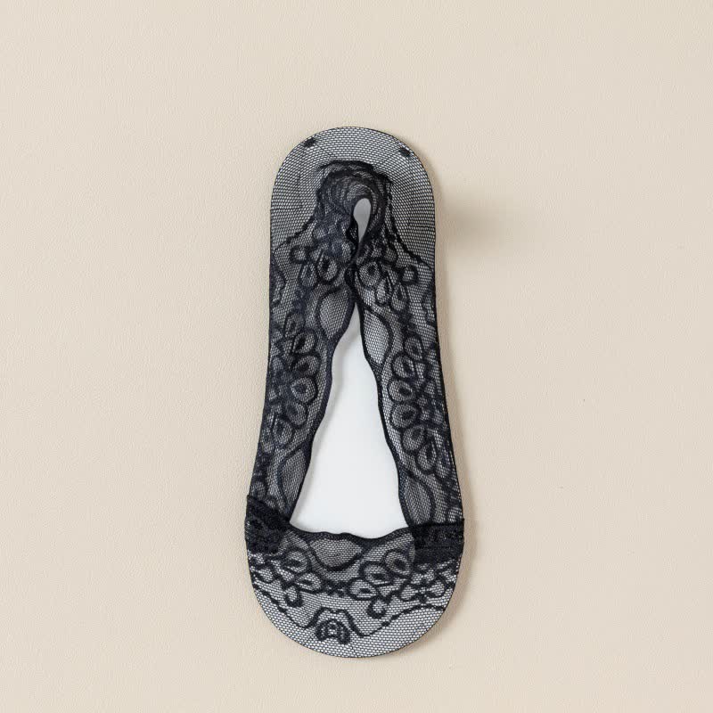 Elegant Lace No Show Socks (5 Pairs) - Black - EU39-44(US6.5-9.5) - image 5