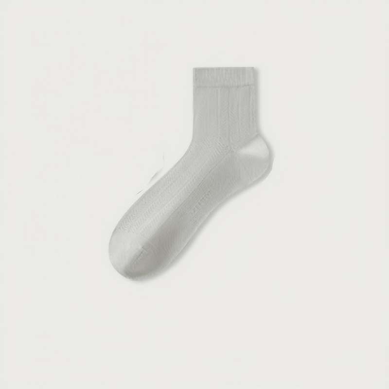 Silk Thin Quarter Socks(5 Pairs) - Light Gray - EU39-44(US5-10) - image 5