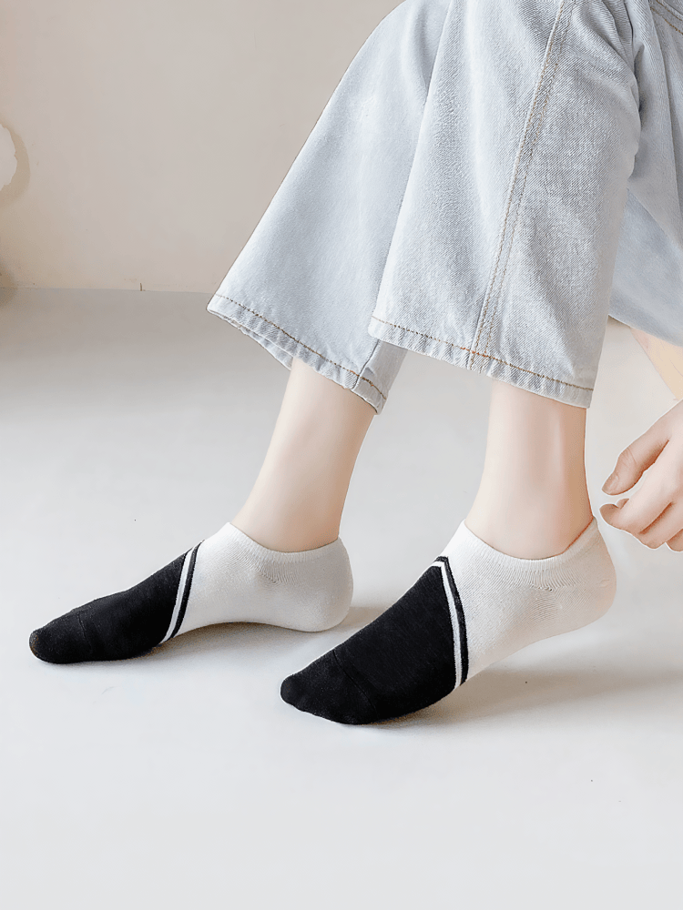 Bamboo Colorblock No Show Socks(5 Pairs) - Multicolor - EU39-44(US5-10) - image 0
