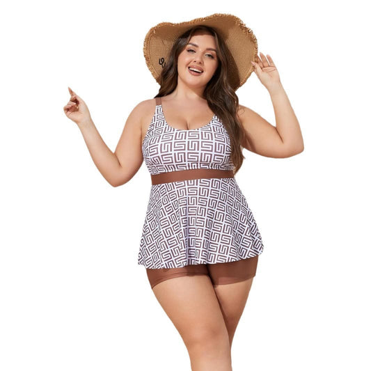 Geometric‑Print Tankin Swimwear - image 0