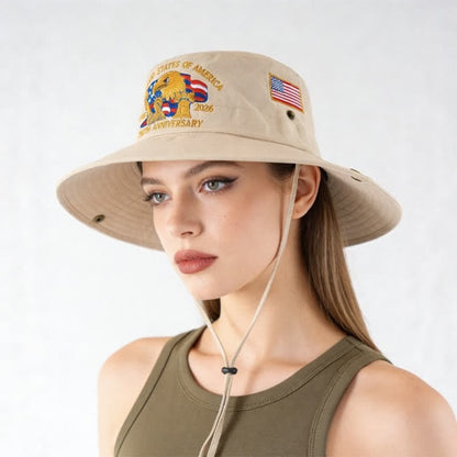 Flag Eagle Embroidered Outdoor Sun Hat - image 0