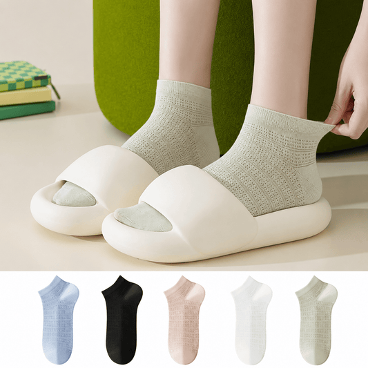 Bamboo Mesh Ankle Socks(5 Pairs) - Multicolor - EU36-40(US3-7) - image 0