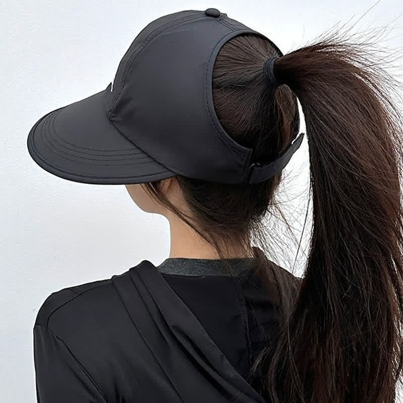 High Ponytail Opening Wide Brim Sport Sun Hat - image 2