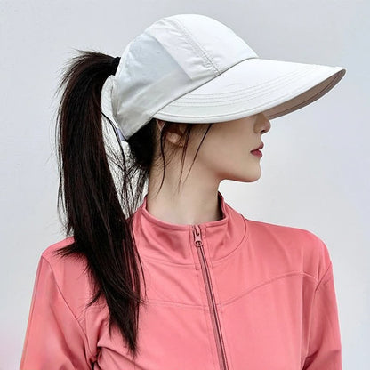 High Ponytail Opening Wide Brim Sport Sun Hat - image 1
