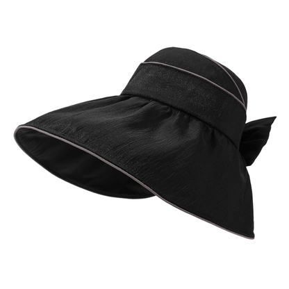 Bow Wide Brim Outdoor Sun Hat - Black - One Size - image 3