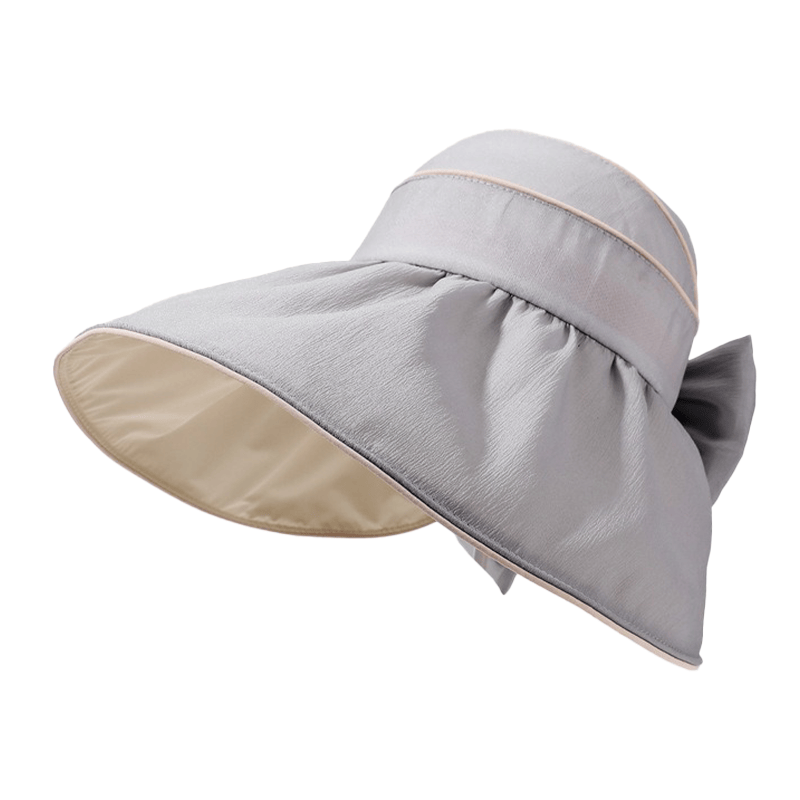Bow Wide Brim Outdoor Sun Hat - Grey - One Size - image 7