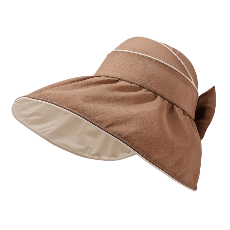 Bow Wide Brim Outdoor Sun Hat - Brown - One Size - image 9