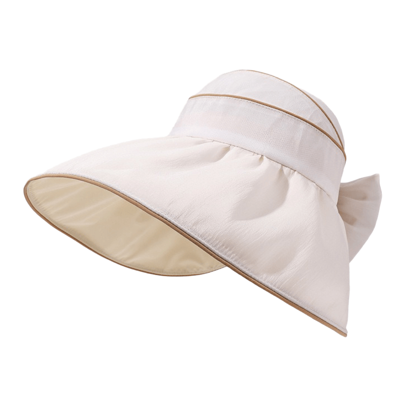 Bow Wide Brim Outdoor Sun Hat - Beige - One Size - image 4