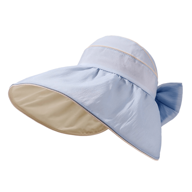 Bow Wide Brim Outdoor Sun Hat - Blue - One Size - image 6
