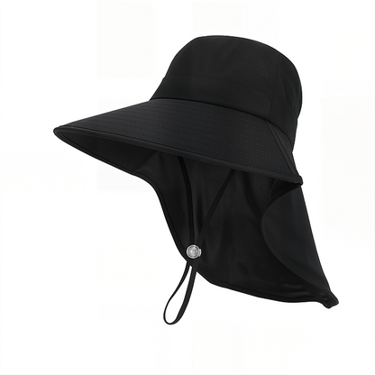 Wide Brim Shoulder Drape Travel Sun Hat - Black - One Size - image 9