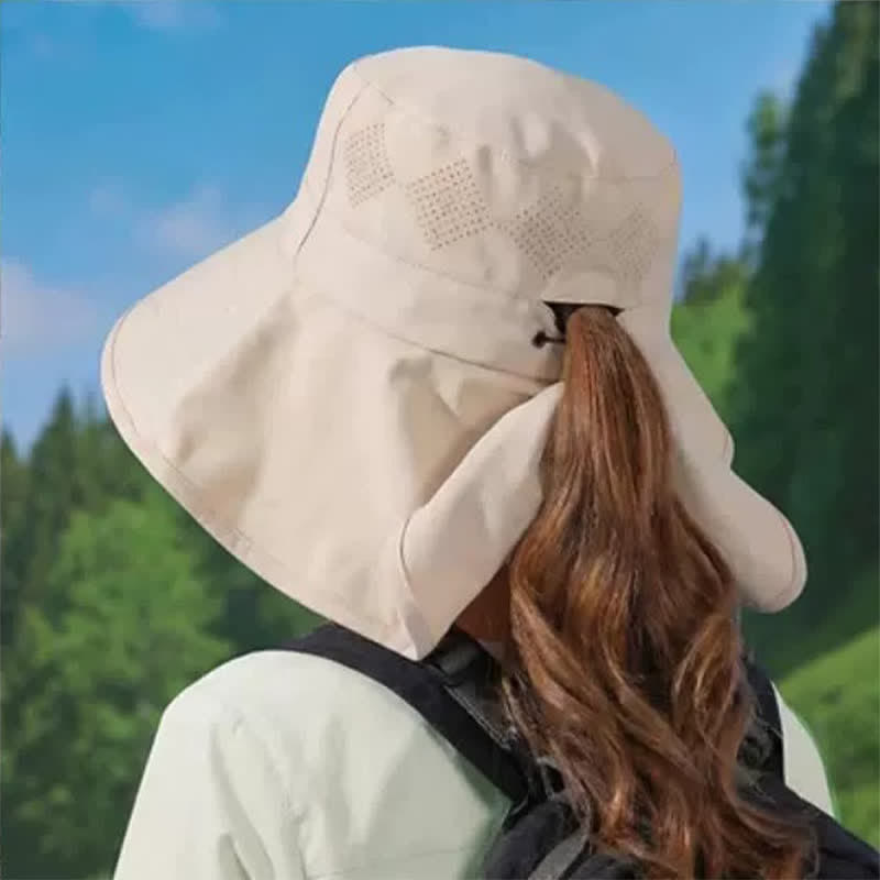 Wide Brim Shoulder Drape Travel Sun Hat - image 5