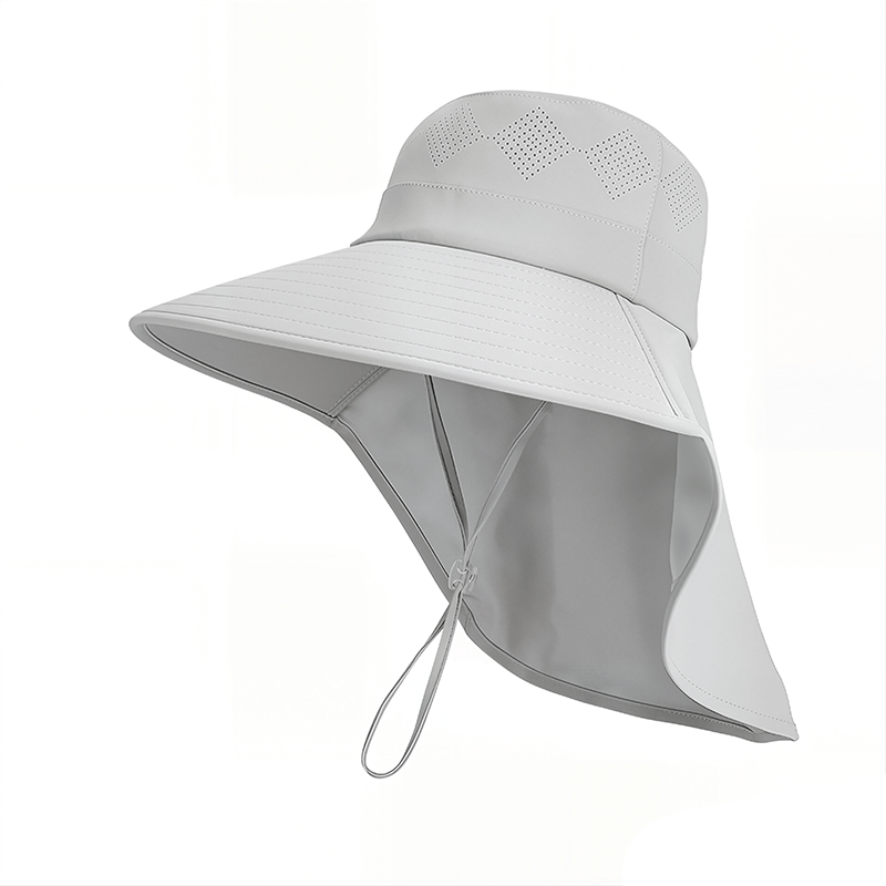 Wide Brim Shoulder Drape Travel Sun Hat - Grey - One Size - image 12