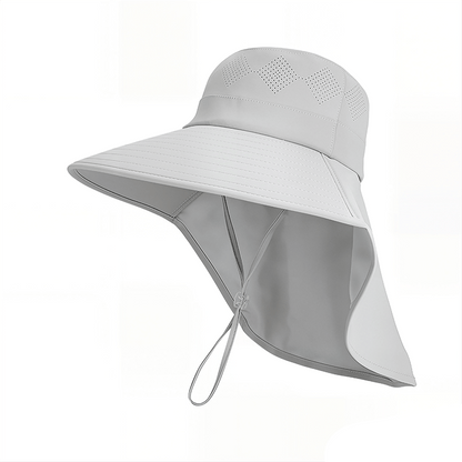 Wide Brim Shoulder Drape Travel Sun Hat - Grey - One Size - image 12