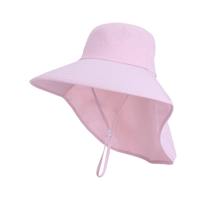 Wide Brim Shoulder Drape Travel Sun Hat - Pink - One Size - image 8