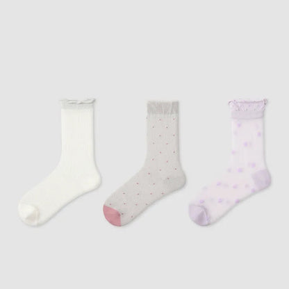 Sweet Dot Sheer Quarter Socks (3 Pairs) - Multicolor - EU35-39(US2-6) - image 1