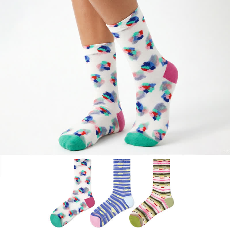 Watercolor Spot Sheer Quarter Socks (3 Pairs) - image 0