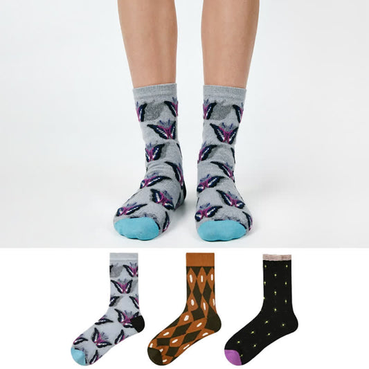 Butterfly Cotton Sheer Quarter Socks(3 Pairs) - image 0