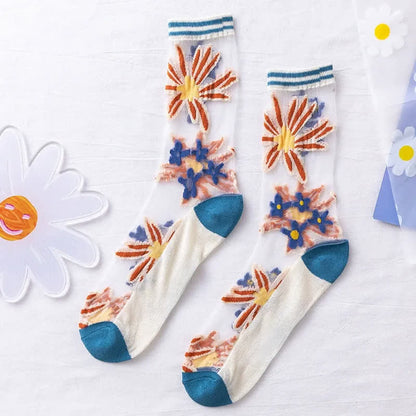 Sheer Daisy Lace Sheer Quarter Socks(5 Pairs) - image 6