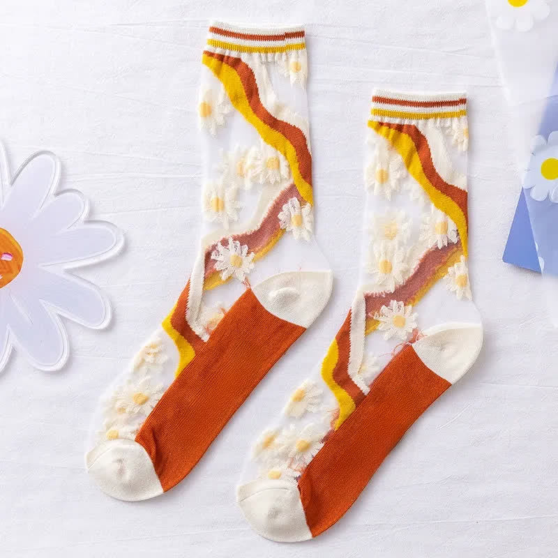 Sheer Daisy Lace Sheer Quarter Socks(5 Pairs) - image 8