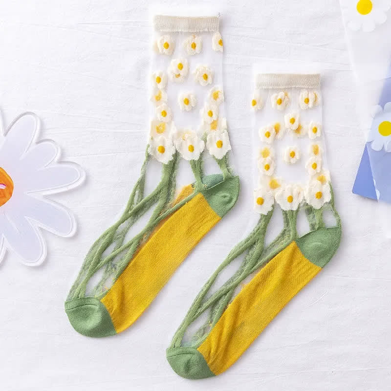Sheer Daisy Lace Sheer Quarter Socks(5 Pairs) - image 4
