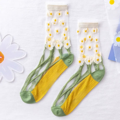 Sheer Daisy Lace Sheer Quarter Socks(5 Pairs) - image 4