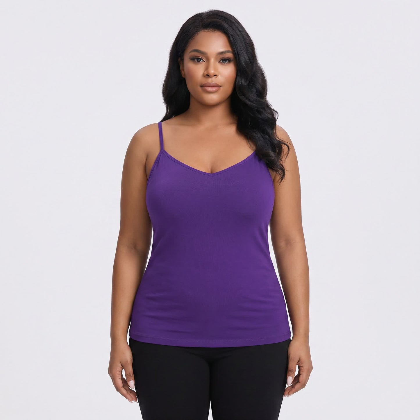 Modal Wireless Tank Top(2 Pieces) - Purple - 6XL - image 2