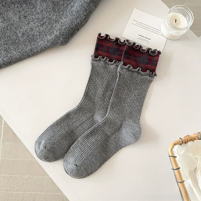 Ruffle Ribbed Cotton Quarter Socks(5 Pairs) - image 4