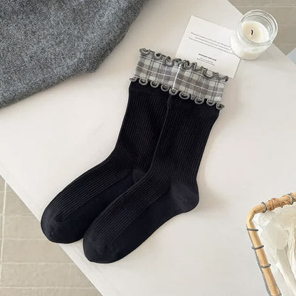 Ruffle Ribbed Cotton Quarter Socks(5 Pairs) - image 3
