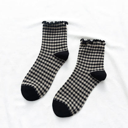 Ruffle Plaid Quarter Socks(6 Pairs) - image 9