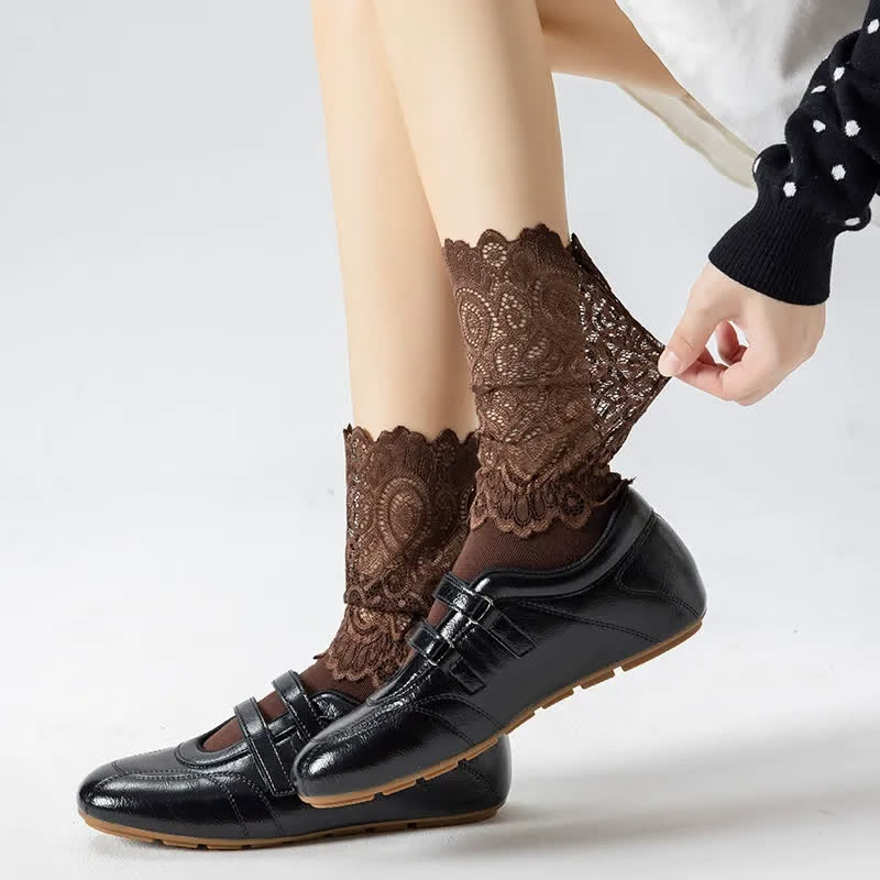 Elegant Lace Quarter Socks (4 Pairs) - image 1