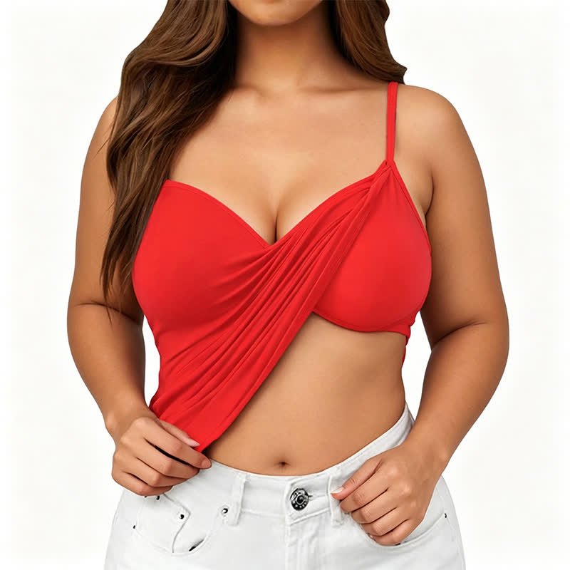 Modal Wireless Tank Top(2 Pieces) - Red - 6XL - image 7