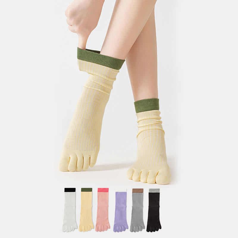 Casual Colorblock Alignment Socks(3 Pairs) - image 0