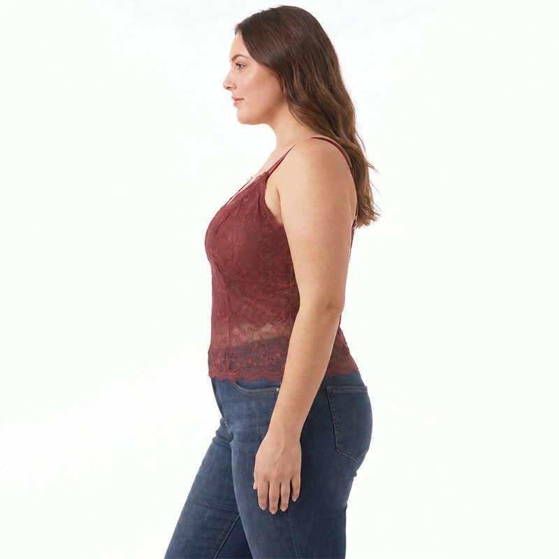 Plus Size Lace V Neck Tank Top(2 Pieces) - image 1