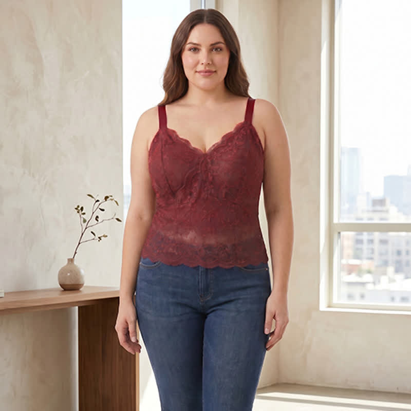 Plus Size Lace V Neck Tank Top(2 Pieces) - image 4