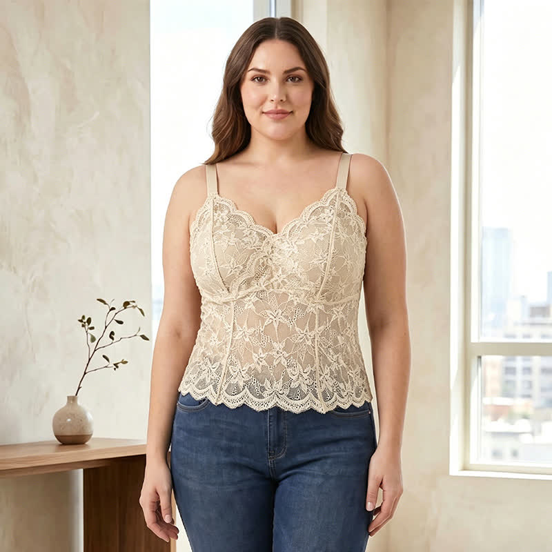 Plus Size Lace V Neck Tank Top(2 Pieces) - image 7