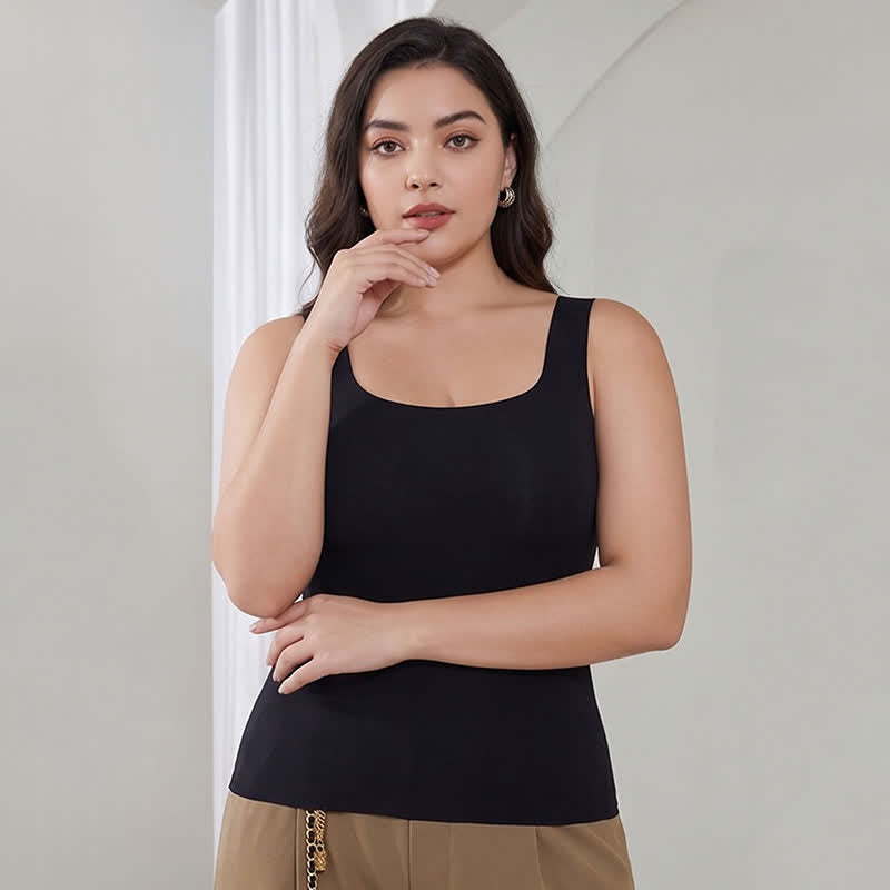Plus Size Square Neck Cooling Sensation Tank Top - Black - XXL - image 1