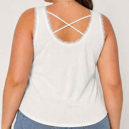 Plus Size Casual Lace Tank Top - image 1