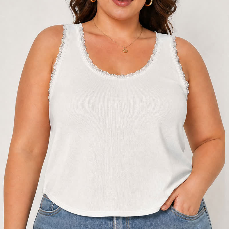 Plus Size Casual Lace Tank Top - image 0