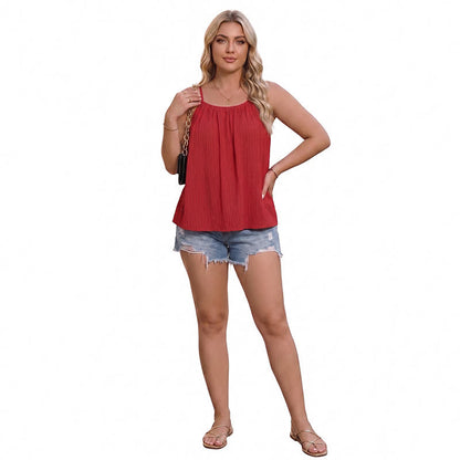 Plus Size Casual Vacation Tank Top - Red - 5XL - image 4