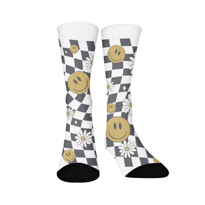 Floral Leopard Print Socks - Smiling Face(1 Pair) - EU37-44(US4-10) - image 8