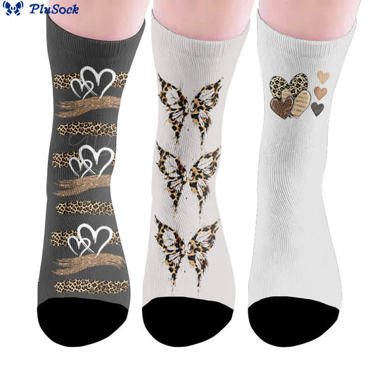 Leopard Butterfly Heart Socks - image 0