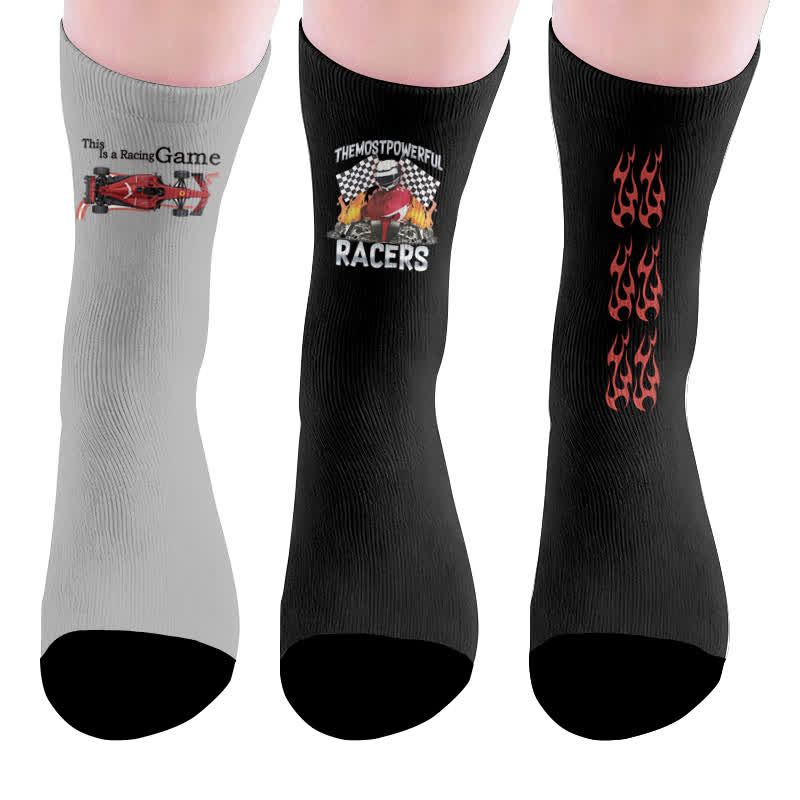 Racing Flag Socks - Multicolor(3 Pairs) - EU37-44(US4-10) - image 10