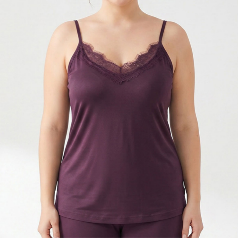 Plus Size Lace Silk Cooling Tank Top - image 0