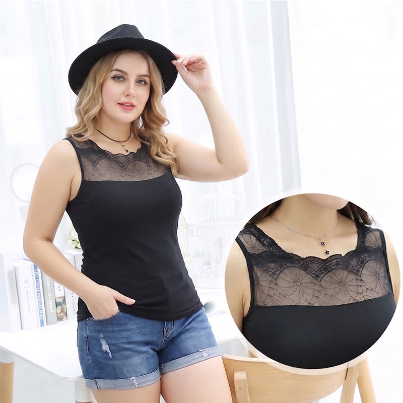 Plus Size Reversible Lace Tank Top(2 Pieces) - image 1