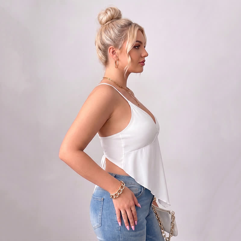 Plus Size Open Back V Neck Tank Top - image 1