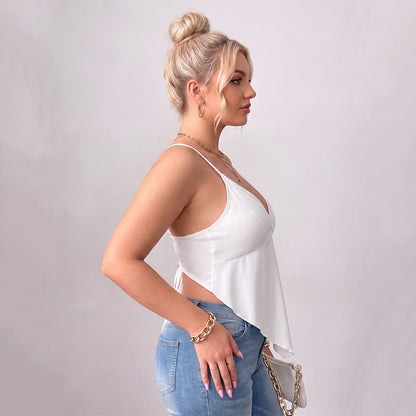 Plus Size Open Back V Neck Tank Top - image 1