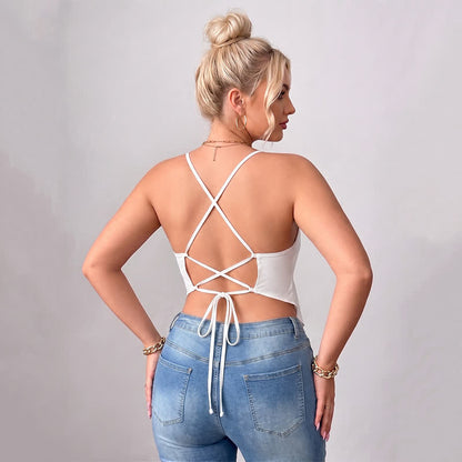 Plus Size Open Back V Neck Tank Top - image 2